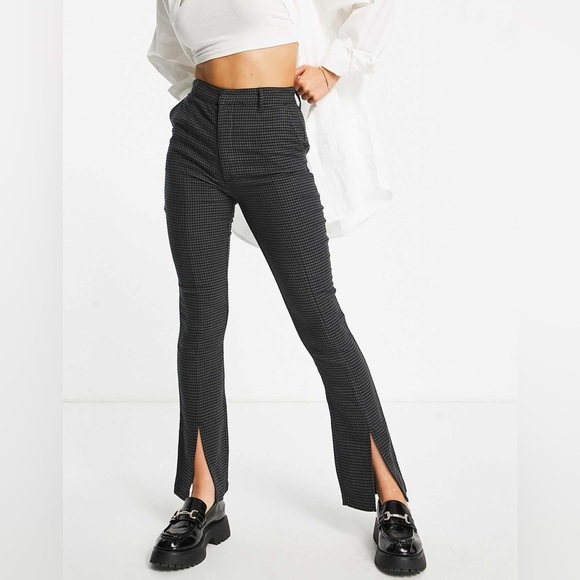 Abercrombie & Fitch Gray Houndstooth Skinny Ultra High Rise Slit Pants 28 Short - Picture 1 of 5